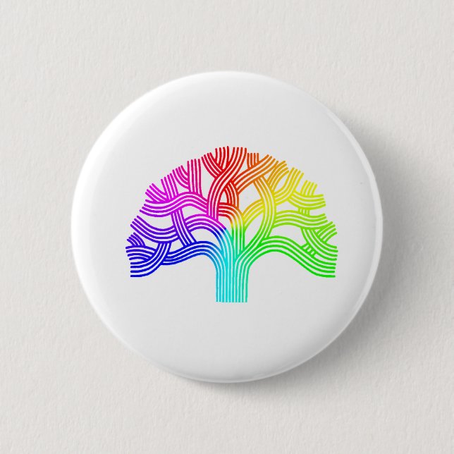 Oakland Tree Rainbow Pinback Button (Front)