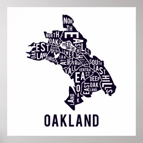 Oakland Typographic Map Poster