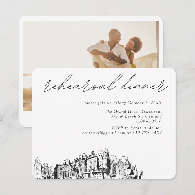 Oakland Wedding Elegant Rehearsal Dinner Enclosure Card (Front/Back)