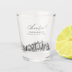 Oakland Wedding Favor Personalized Cheers Shot Glass