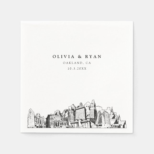 Oakland Wedding Minimalist Paper  Napkins (Front)