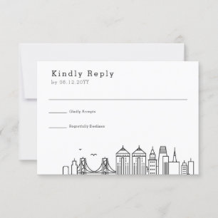 Oakland Wedding   Stylized Skyline RSVP Card