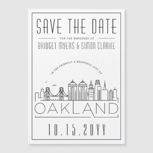 Oakland Wedding Stylized Skyline Save the Date Magnetic Invitation