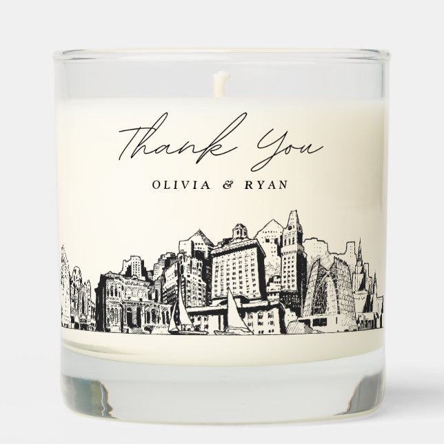 Oakland Wedding Thank You Gift Custom Candle (Front)