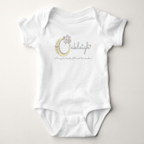 Oakleigh girls name meaning O monogram hearts Baby Bodysuit