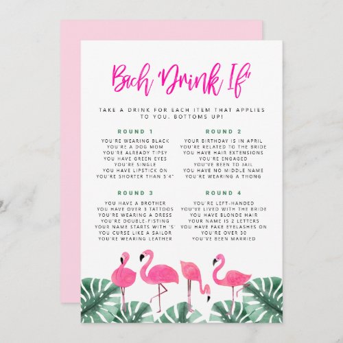 OAKLEY Flamingo Hot Pink Bachelorette Drink If  In Invitation