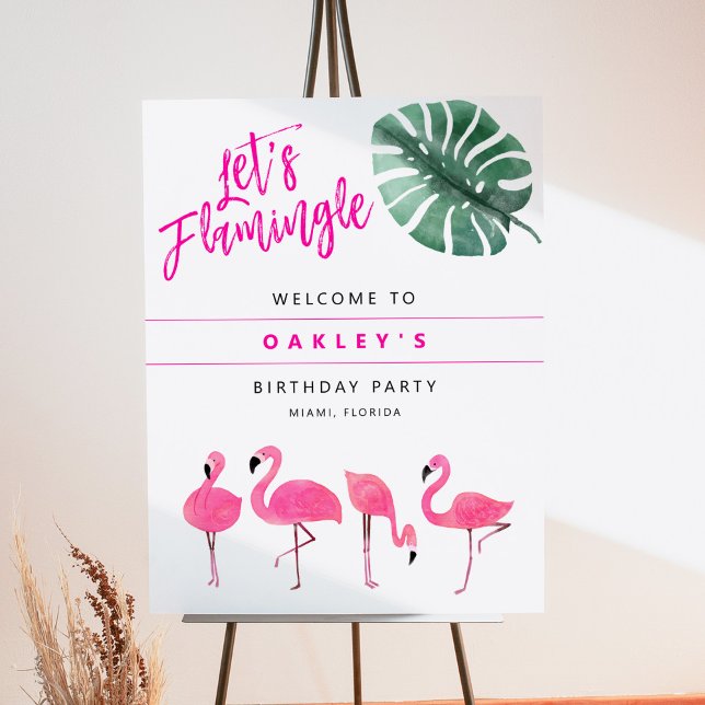 OAKLEY Flamingo Hot Pink Birthday Party Welcome Foam Board (Creator Uploaded)