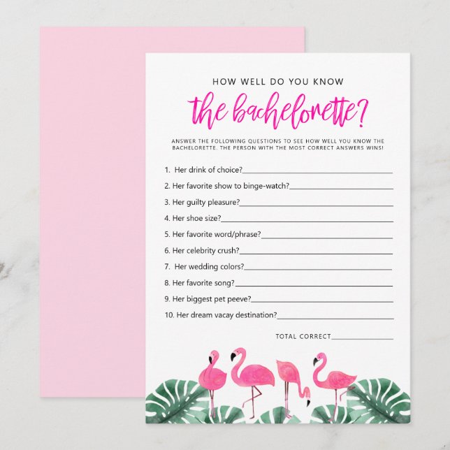 OAKLEY Flamingo Hot Pink How Well Do You Know Game Invitation (Front/Back)