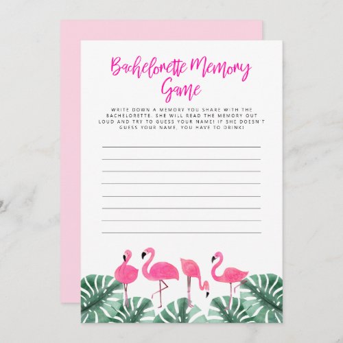 OAKLEY Flamingo Tropical Bachelorette Memory Game  Invitation