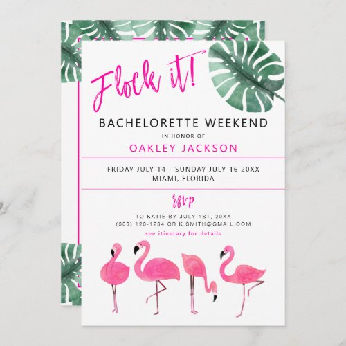 OAKLEY Flock It Flamingo Tropical Bachelorette In Invitation