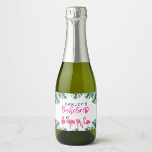 OAKLEY Hot Pink Tropical Flamingo Bachelorette  Ch Sparkling Wine Label