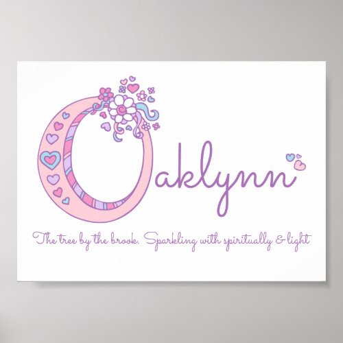 Oaklynn girls name meaning pastel letter O Poster