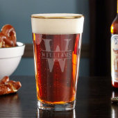 Oakmont Monogram Gold Rim Pint Beer Glass (Front)