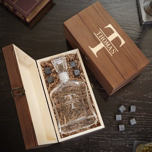 Oakmont Monogram Rocks Set And Engraved Decanter (Open)