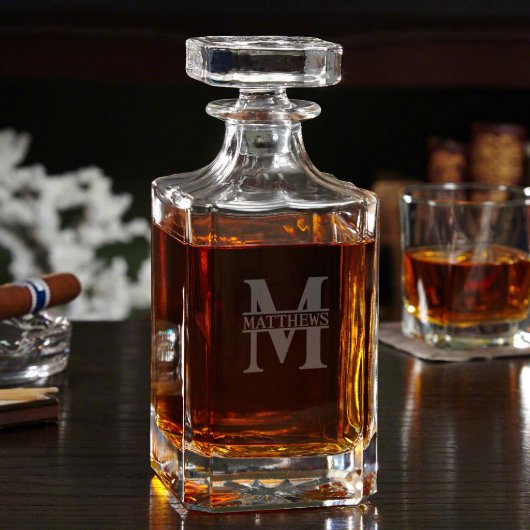 Oakmont Monogram Whiskey Decanter & Rocks Glasses (Front)