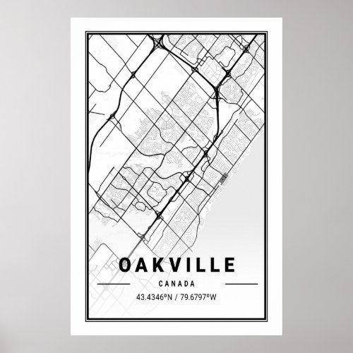 Oakville Ontario Canada Travel City Map Modern Poster