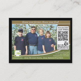 Oakwood Fruit Farm Traceable Shelftalker Business Card