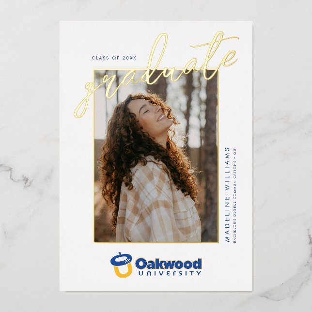Oakwood University Graduation Foil Invitation (Front)
