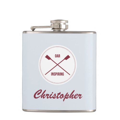 Oar inspiring pun rowers personalized sport flask