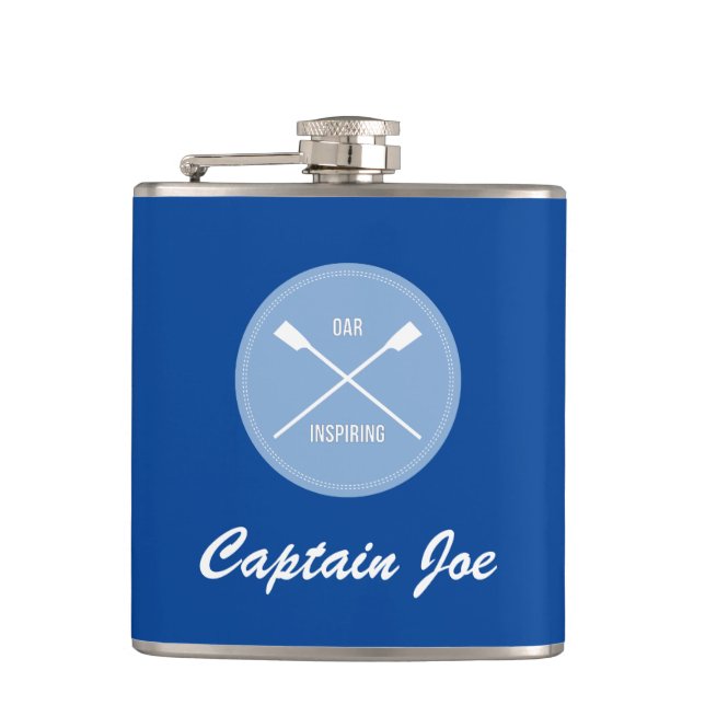 Oar inspiring sports pun personalized rowers flask (Front)