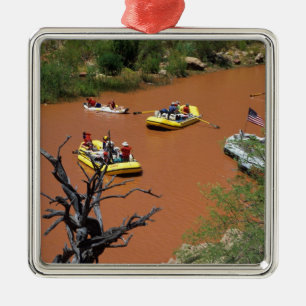 Oar powered rafts turn into the Colorado River Metal Ornament