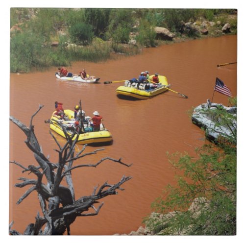 Oar powered rafts turn into the Colorado River Tile