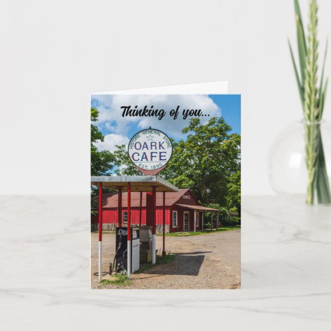 Oark Gas Pumps Card Thinking Of You Card (Front)