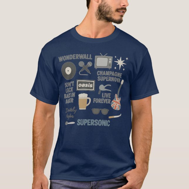 Oasis Band Icons Shirt – Britpop Fan Design (Front)