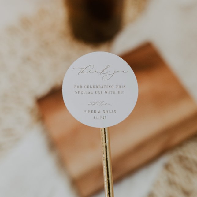 OASIS Minimalist Wedding Thank You Classic Round Sticker (Creator Uploaded)