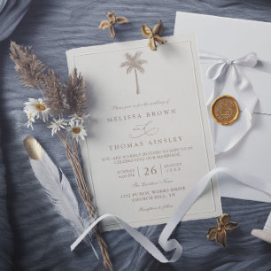 OASIS Palm Tree Minimalist Elegant Modern Wedding Invitation