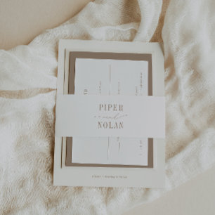 OASIS Sandy Taupe Minimalist Invitation Belly Band