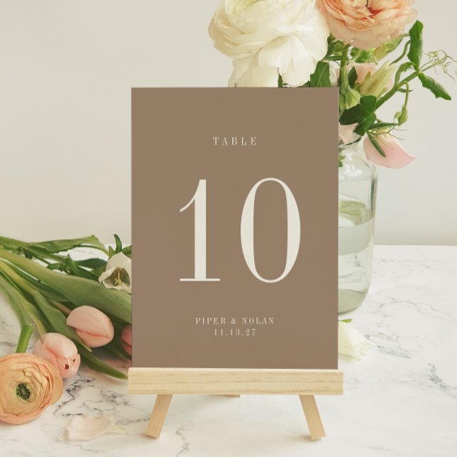 OASIS Taupe Wedding Table Number Card (Creator Uploaded)