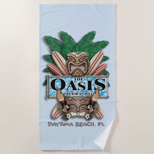 Oasis Tiki Bar And Grill Beach Towel