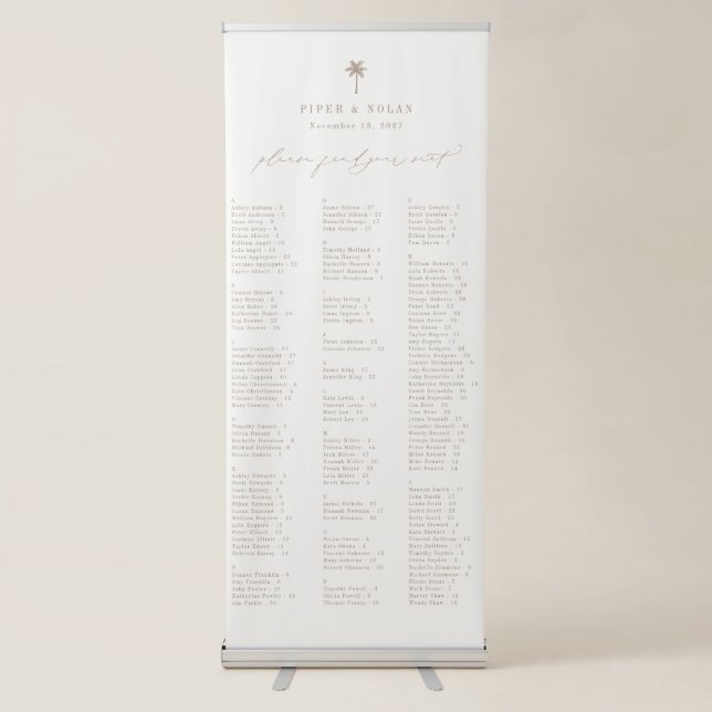 OASIS Wedding Alphabetical Seating Chart Retractable Banner (Front)