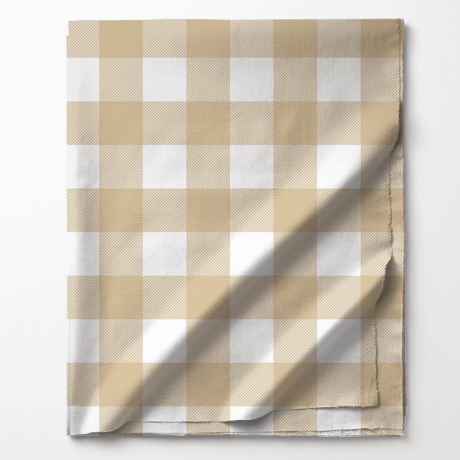 Oat Beige and White Buffalo Plaid Pattern Fabric (Creator Uploaded)