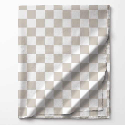 Oat Tan and White Checkered Pattern Fabric