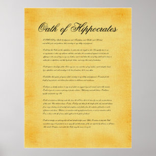 Oath of Hippocrates, canvas parchment look Poster