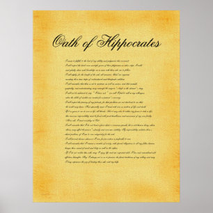Oath of Hippocrates, canvas parchment look Poster