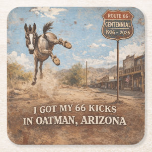 Oatman Arizona Wild Burro Barware Square Paper Coaster