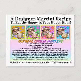 Oatmeal Cookie Martini Recipe Card Postcard