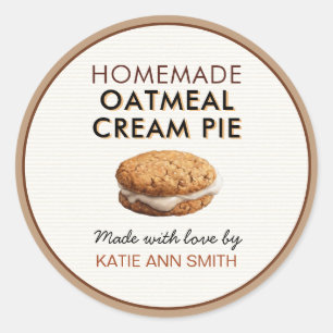 Oatmeal Cream Pie Label Homemade Bakery Sticker