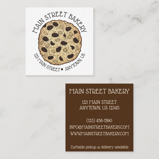 Oatmeal Raisin Cookie Bakery Bake Shop Pastry Chef Square Business Card (Front/Back)