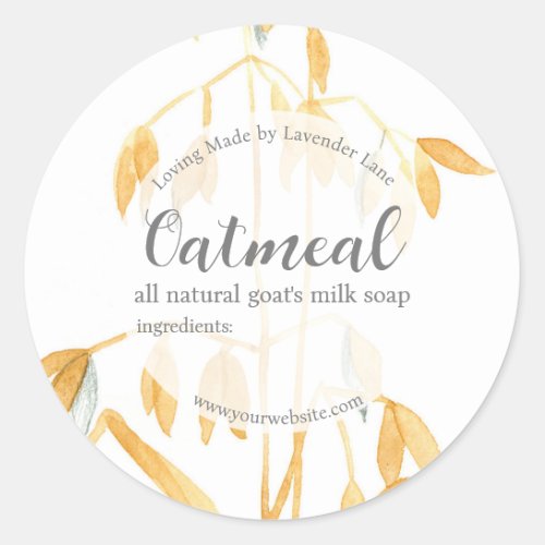 Oatmeal Soap All Natural Skin Care Product Label