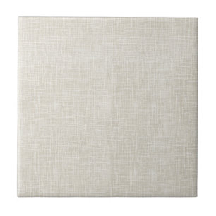 Oatmeal Tan Faux Linen Fabric Textured Background Ceramic Tile