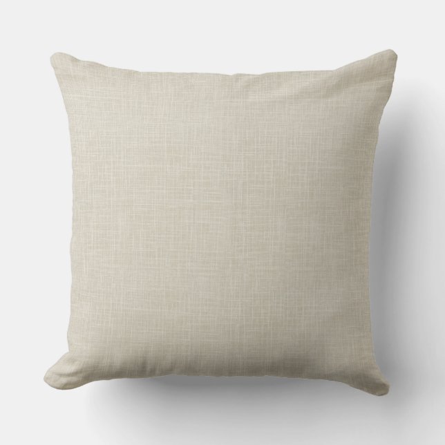 Oatmeal Tan Faux Linen Fabric Textured Background Throw Pillow (Front)