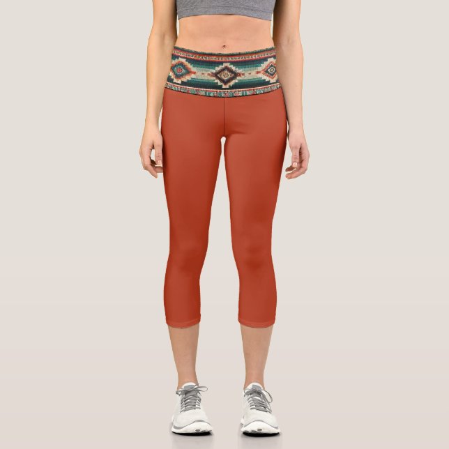 “OAXACA BAND / CARA-CARA” High Waisted Capris  (Front)