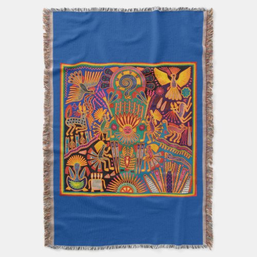 Oaxaca Mexico Mexican Mayan Aztec Tribal Art Boho Throw Blanket