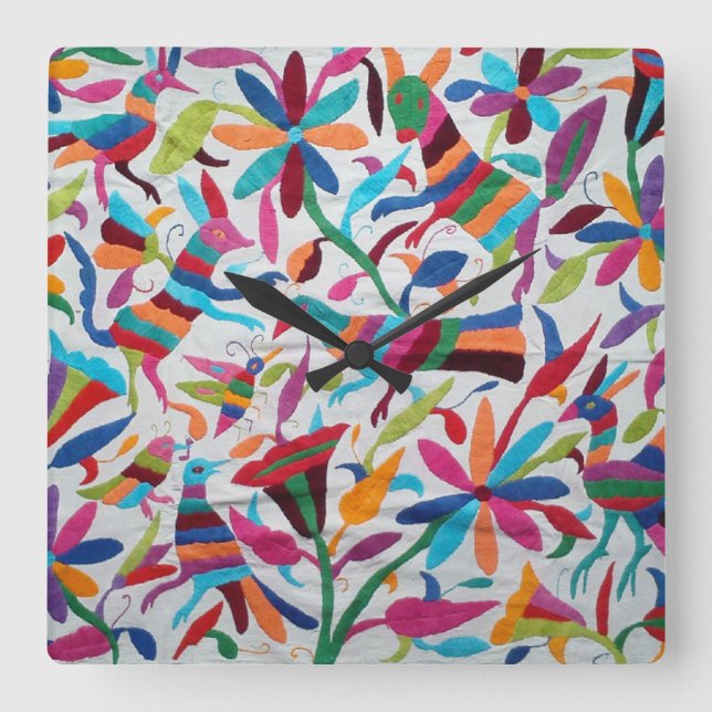 Oaxaca Mexico Mexican Mayan Hispanic Ethnic Boho Square Wall Clock (Front)