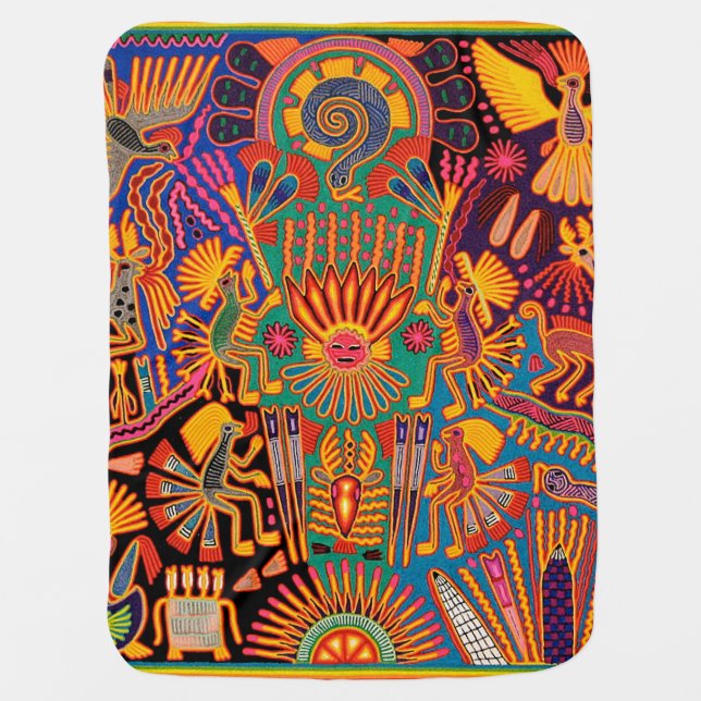 Oaxaca Mexico Mexican Mayan Tribal Art Boho Travel Baby Blanket (Front)