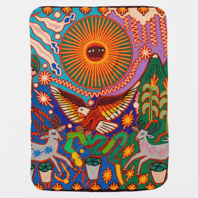 Oaxaca Mexico Mexican Mayan Tribal Art Boho Travel Baby Blanket (Front)